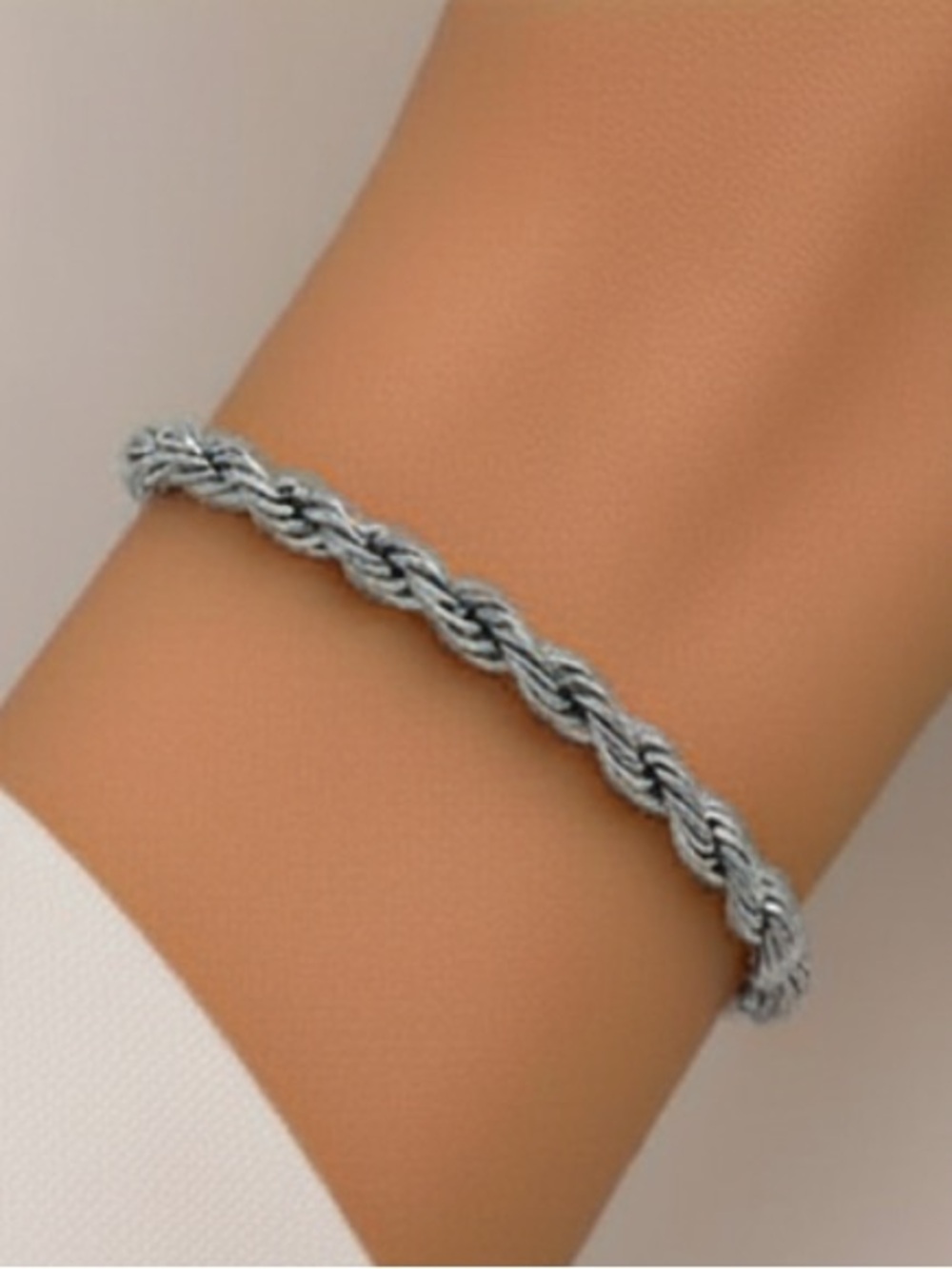 Classic Silver-Tone Rope Bracelet for Women